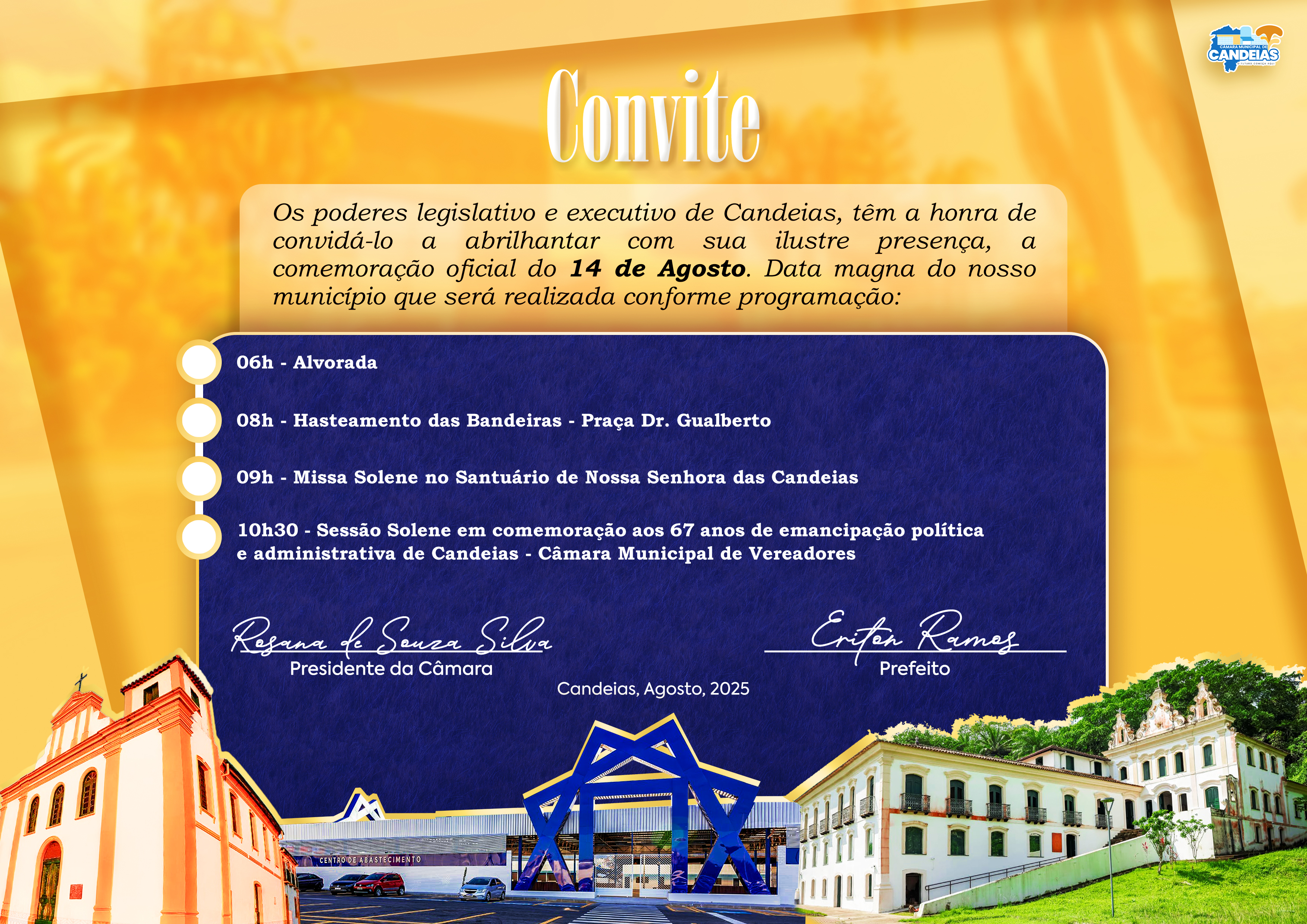 Candeias celebra 67 anos de emancipação política com programação especial no dia 14 de agosto